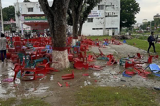 The venue of NCP rally in Gopalganj comes under attack on 16 July, 2025.