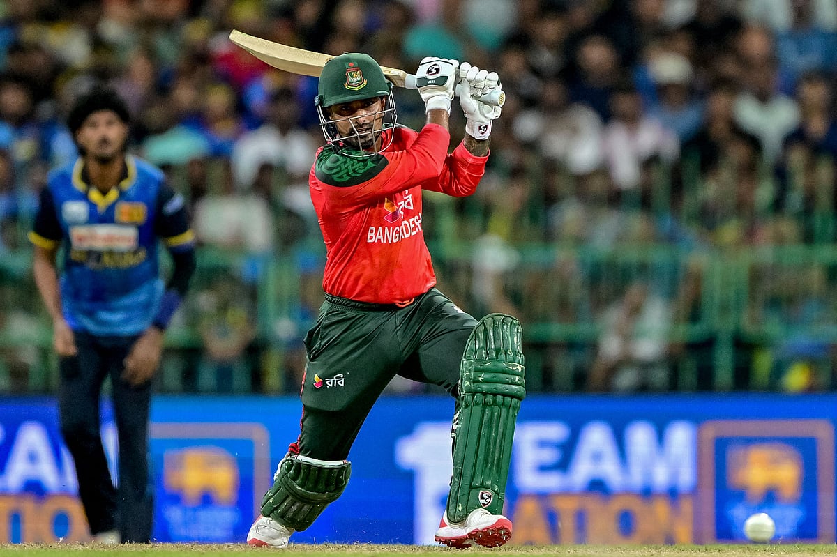 Bangladesh’s captain Litton Das plays a shot during the third and final Twenty20 international cricket match between Sri Lanka and Bangladesh at the R. Premadasa International Cricket Stadium in Colombo on 16 July 2025