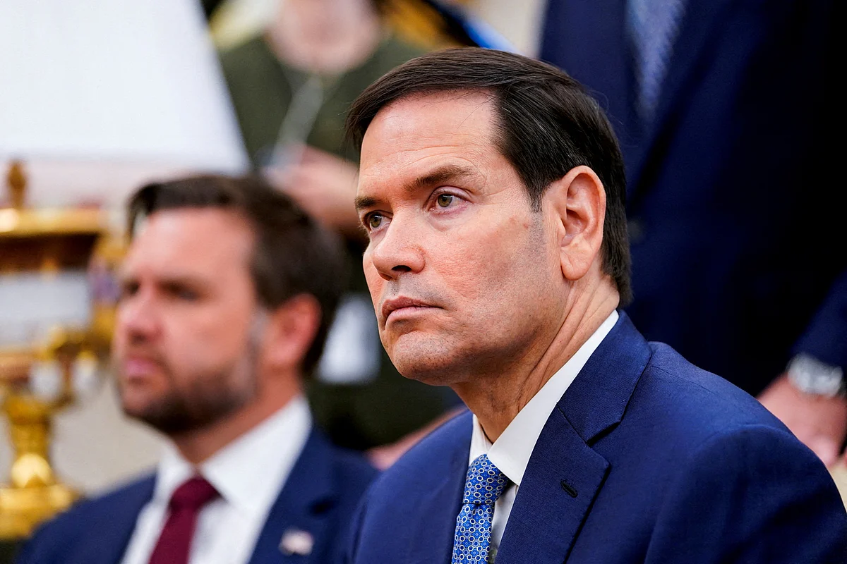 US Secretary of State Marco Rubio takes part in a meeting between President Donald Trump and NATO Secretary General Mark Rutte in the Oval Office at the White House in Washington, DC, US on 14 July 2025. 