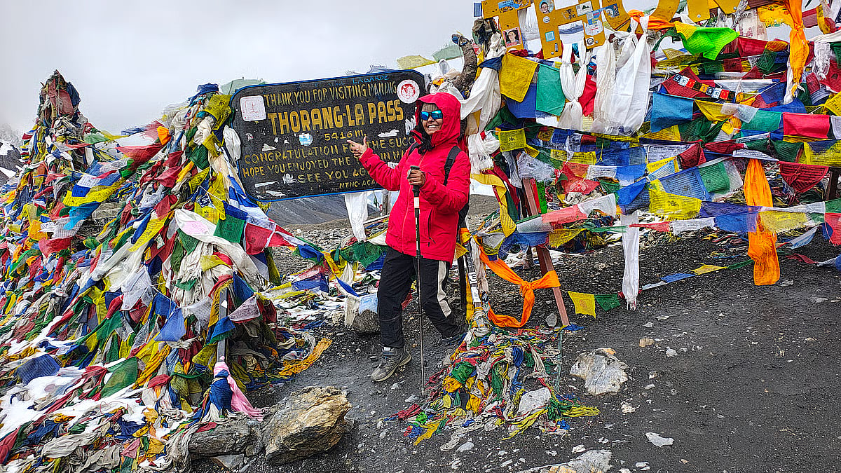 Writer at the Thorong La Pass.