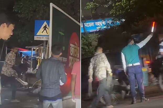 In a viral video, a mugger was seen walking past the on-duty police officers at Dhanmondi in Dhaka. The incident took place on 17 July, 2025.
