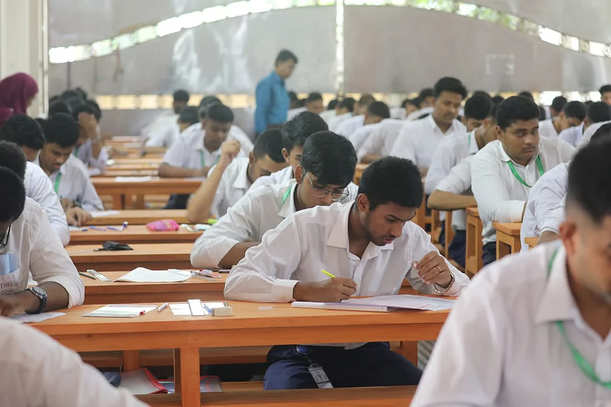 Students take the HSC exam at a centre