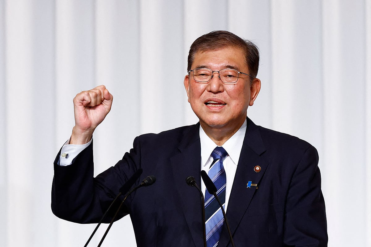 Shigeru Ishiba, the newly elected leader of Japan's ruling party, the Liberal Democratic Party (LDP), reacts at a press conference after the LDP leadership election in Tokyo on 27 September 2024.
