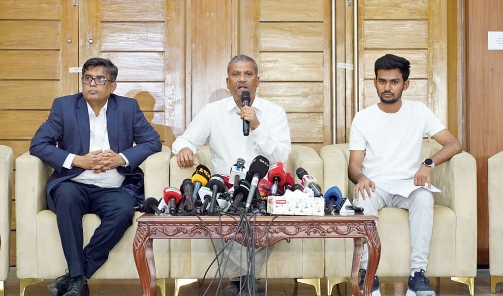 Law Adviser Dr Asif Nazrul today spoke at a press conference at the Foreign Service Academy in the capital