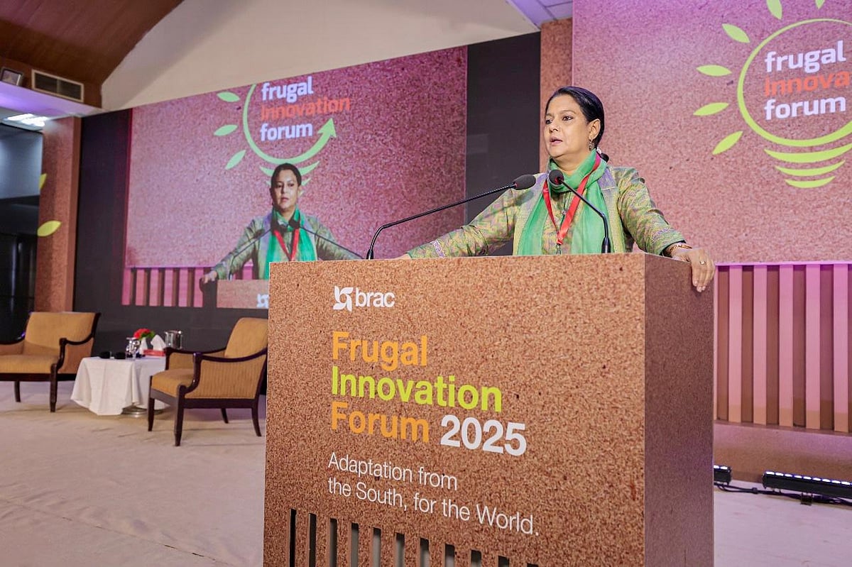 Syeda Rizwana Hasan, advisor to the Interim Government on Environment, Forest and Climate Change, speaks at the 'Frugal Innovation Forum (FIF) 2025'.