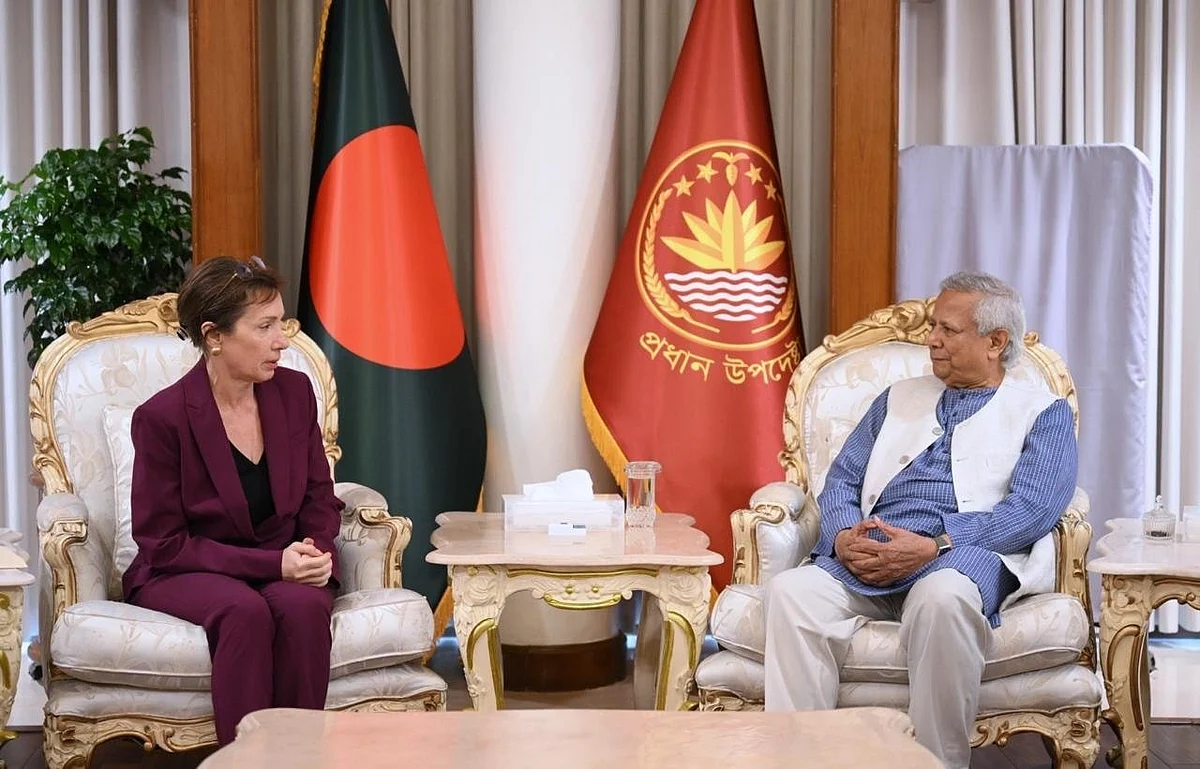 US Charge d'affaires Tracey Ann Jacobson met with Chief Adviser Professor Muhammad Yunus at the State Guest House Jamuna on 28 July 2025.