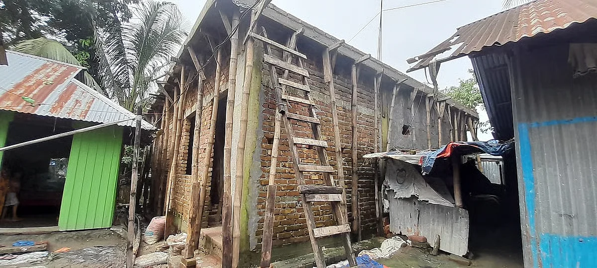 A concrete house is being build at the village home of Abdur Razzak alias Riyad in Noakhali's Senbagh