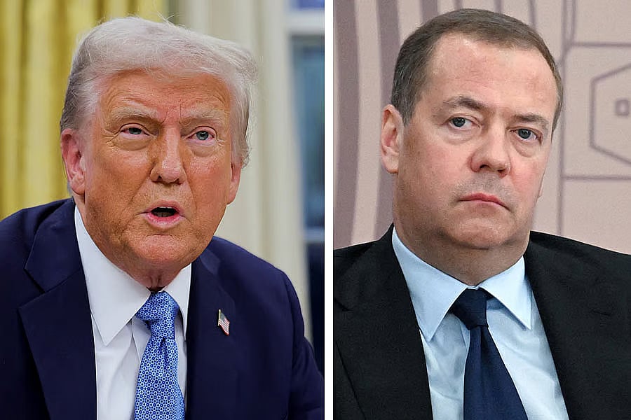 US President Donald Trump and deputy chairman of Russia's security council Dmitry Medvedev.