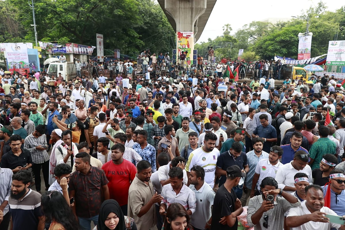 Chhatra Dal, the student wing of Bangladesh Nationalist Party, organises a rally at Shahbagh in the capital on Sunday to commemorate the July mass uprising.