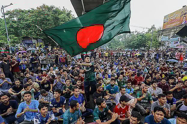 Students demonstrate in July, 2024