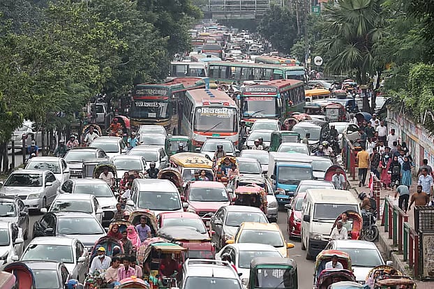 Traffic congestion at the street of Science Lab area in the capital on Wednesday.