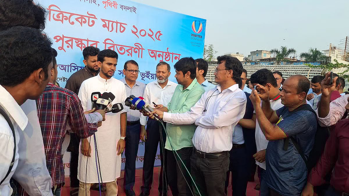 Local Government Adviser Asif Mahmud Shojib Bhuyain speaks with journalists in Rajshahi on 9 August