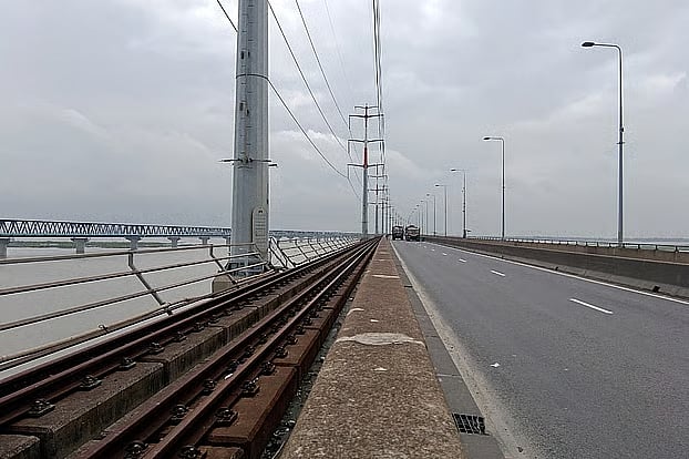 The railway track on the Jamuna Bridge