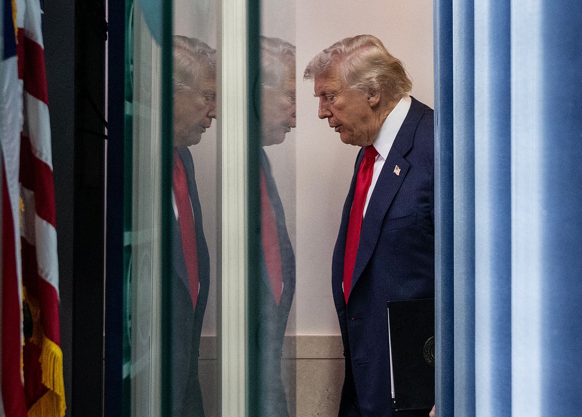 US President Donald Trump arrives for a news conference to discuss crime in Washington, DC, in the Brady Press Briefing Room at the White House in Washington, DC, on 11 August, 2025.