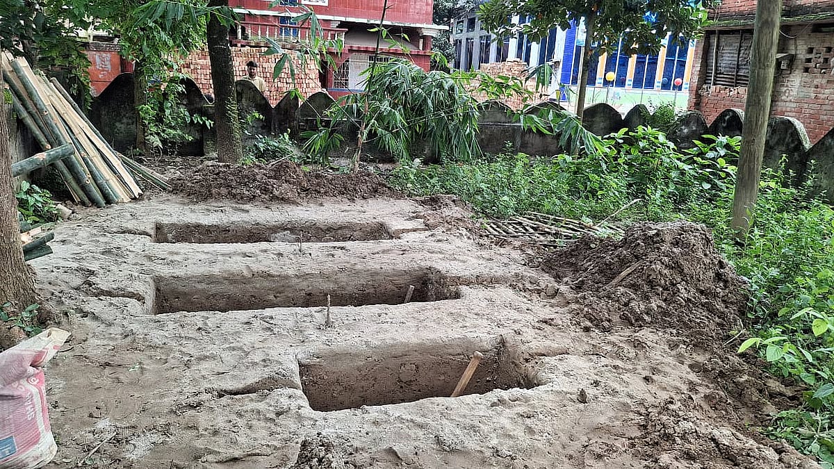 Three graves were dug for members of a family in Rajshahi's Paba upazila