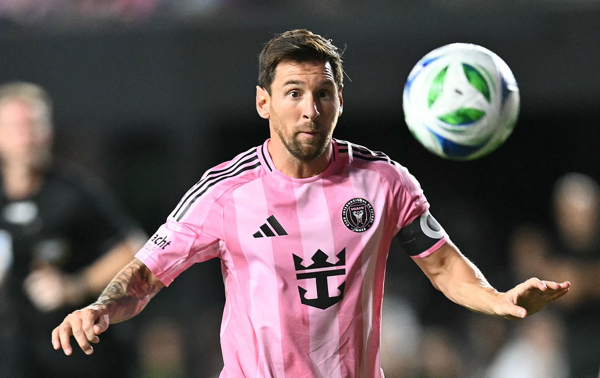 Inter Miami's Argentine forward #10 Lionel Messi eyes the ball during the Major League Soccer (MLS) regular season match between Inter Miami CF and LA Galaxy at Chase Stadium in Fort Lauderdale, Florida on 16 August, 2025.