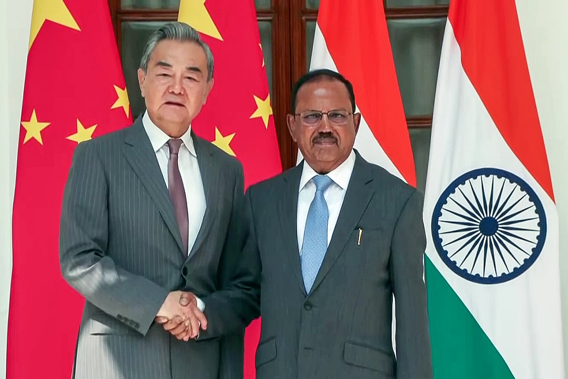 China’s Foreign Minister Wang Yi meets India’s National Security Advisor (NSA) Ajit Doval, at Hyderabad House in New Delhi on 19 August 2025
