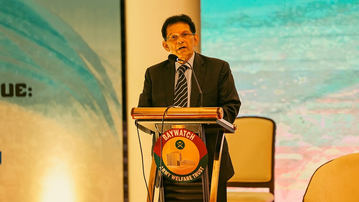 High Representative to the Chief Adviser on Rohingya Issues and National Security Advisor Dr. Khalilur Rahman speaks at the International Dialogue on the Rohingya Crisis held in Cox's Bazar on Monday.