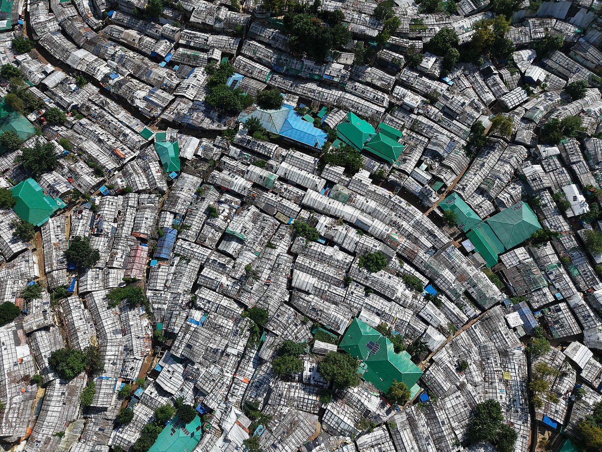 An aerial view shows Rohingya refugees’ Balukhali camp in Ukhia on 26 August 2025. “Bangladesh now hosts 1.3 million forcibly displaced Rohingya from Myanmar,” Yunus told the aid conference in Cox’s Bazar, calling it the “largest refugee camp in the world”