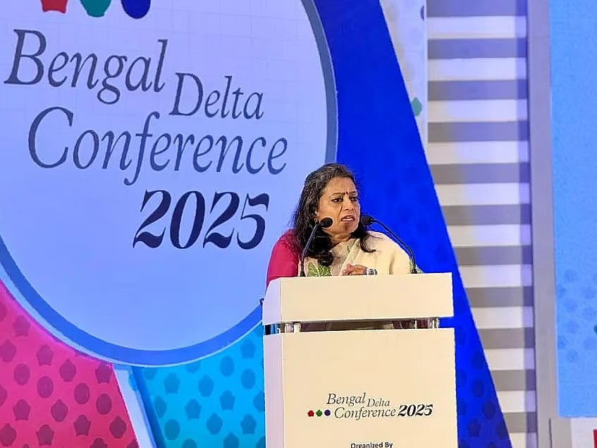 Professor Sreeradha Datta of the Jindal School of International Affairs, O.P. Jindal Global University, addresses the Bengal Delta Conference 2025 on 29 August 2025