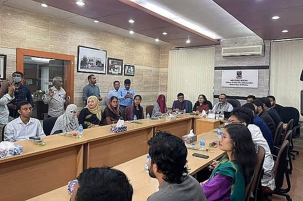 The first executive meeting of DUCSU was held in the conference room adjacent to the office of the vice-chancellor on 14 September 2025 morning