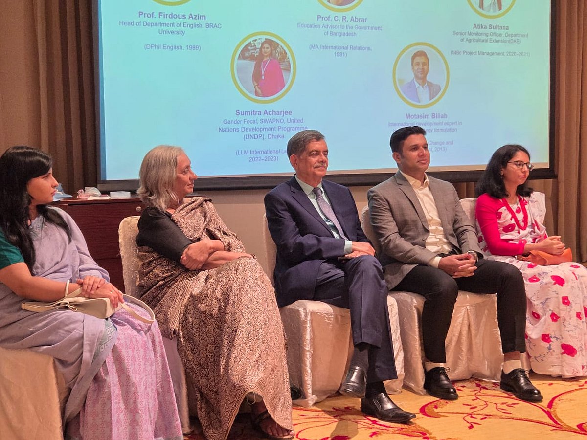 Guests including Professor CR Abrar, adviser to the Ministry of Education, at a gathering hosted by Sussex at the Sheraton Hotel in Banani, Dhaka.