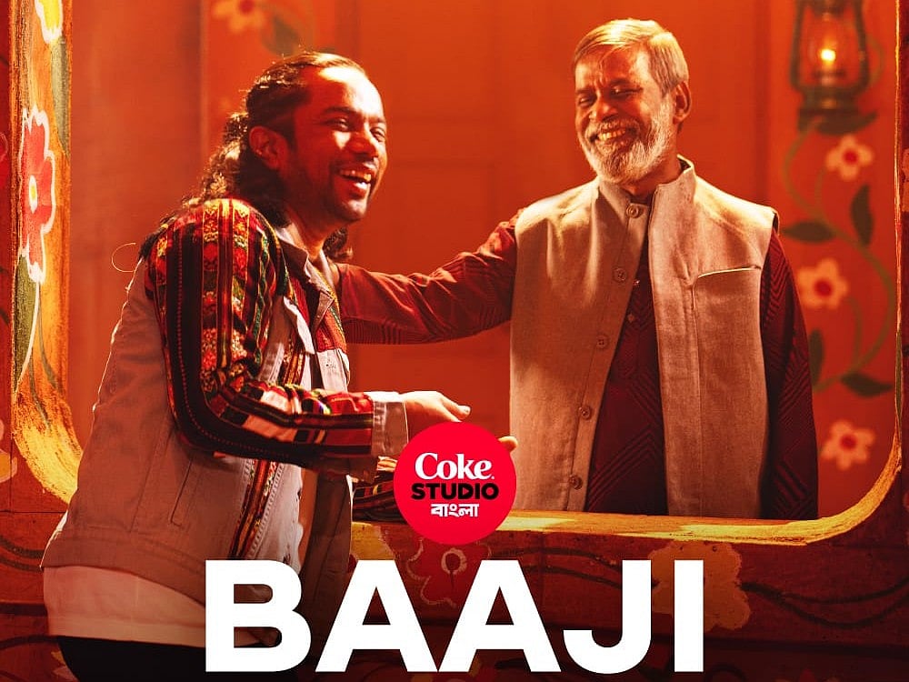 Emon Chowdhury and Hashim Mahmud  on the poster of the Coke Studio Bangla song 'Baaji'.