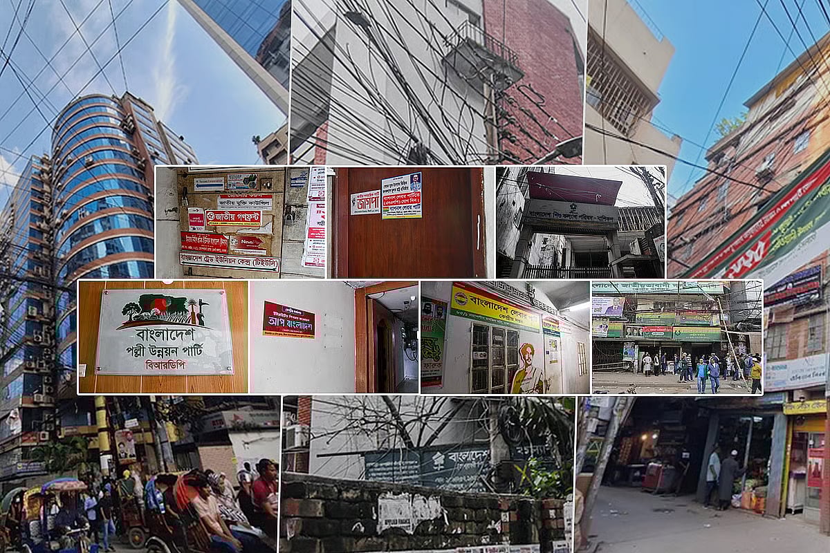 Offices of political parties at Paltan, Dhaka