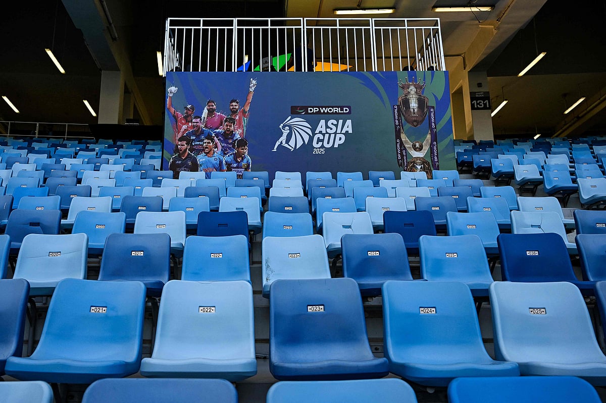 A general view shows empty seats at the Dubai International Stadium in Dubai on 17 September, 2025, ahead of the Asia Cup 2025 Twenty20 international cricket match between United Arab Emirates and Pakistan
