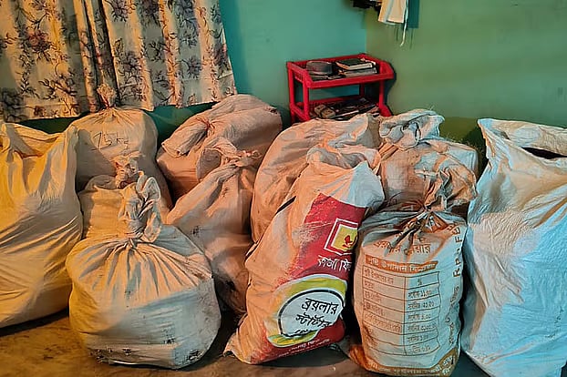 A few of the seized sacks full of documents