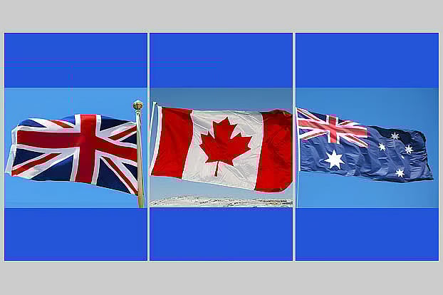Flags of UK, Canada and Australia