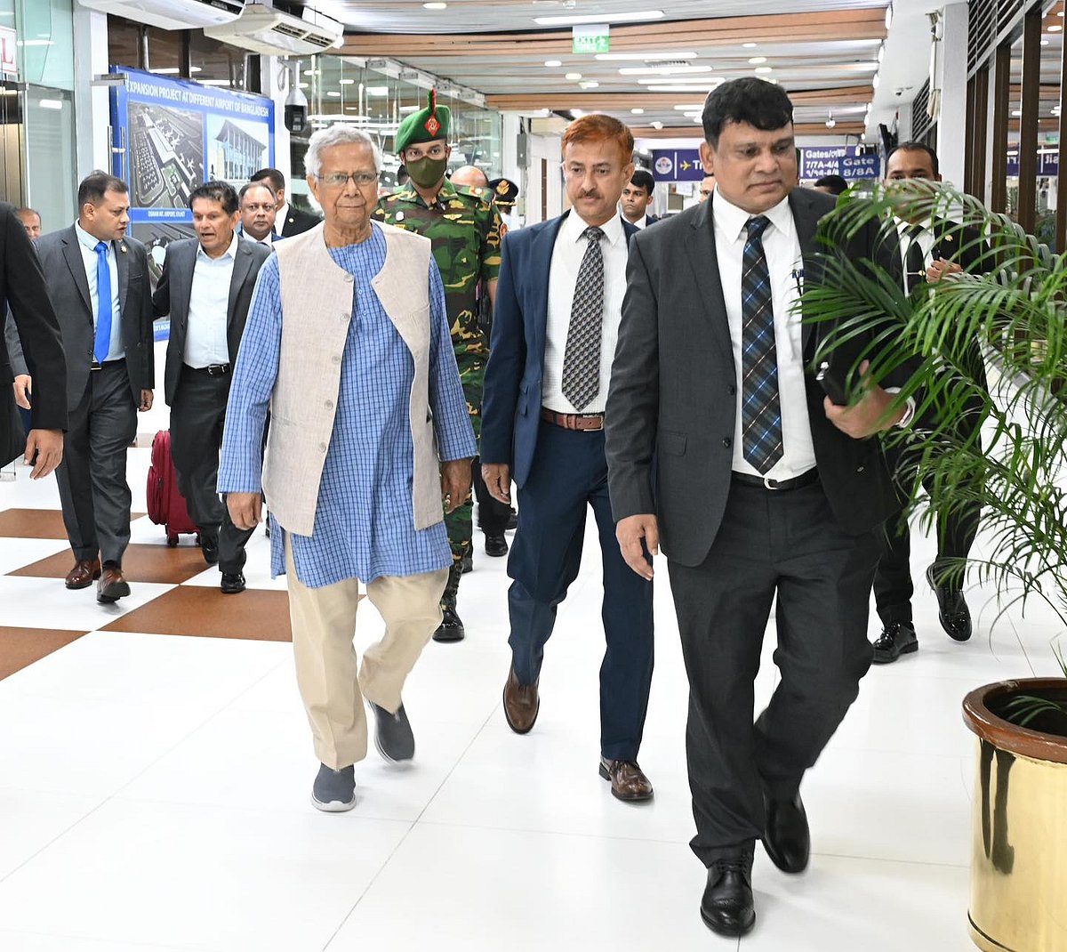 Chief Adviser Professor Muhammad Yunus and his entourage departed Hazrat Shahjalal International Airport for New York in the early hours of today to attend the 80th session of the UNGA