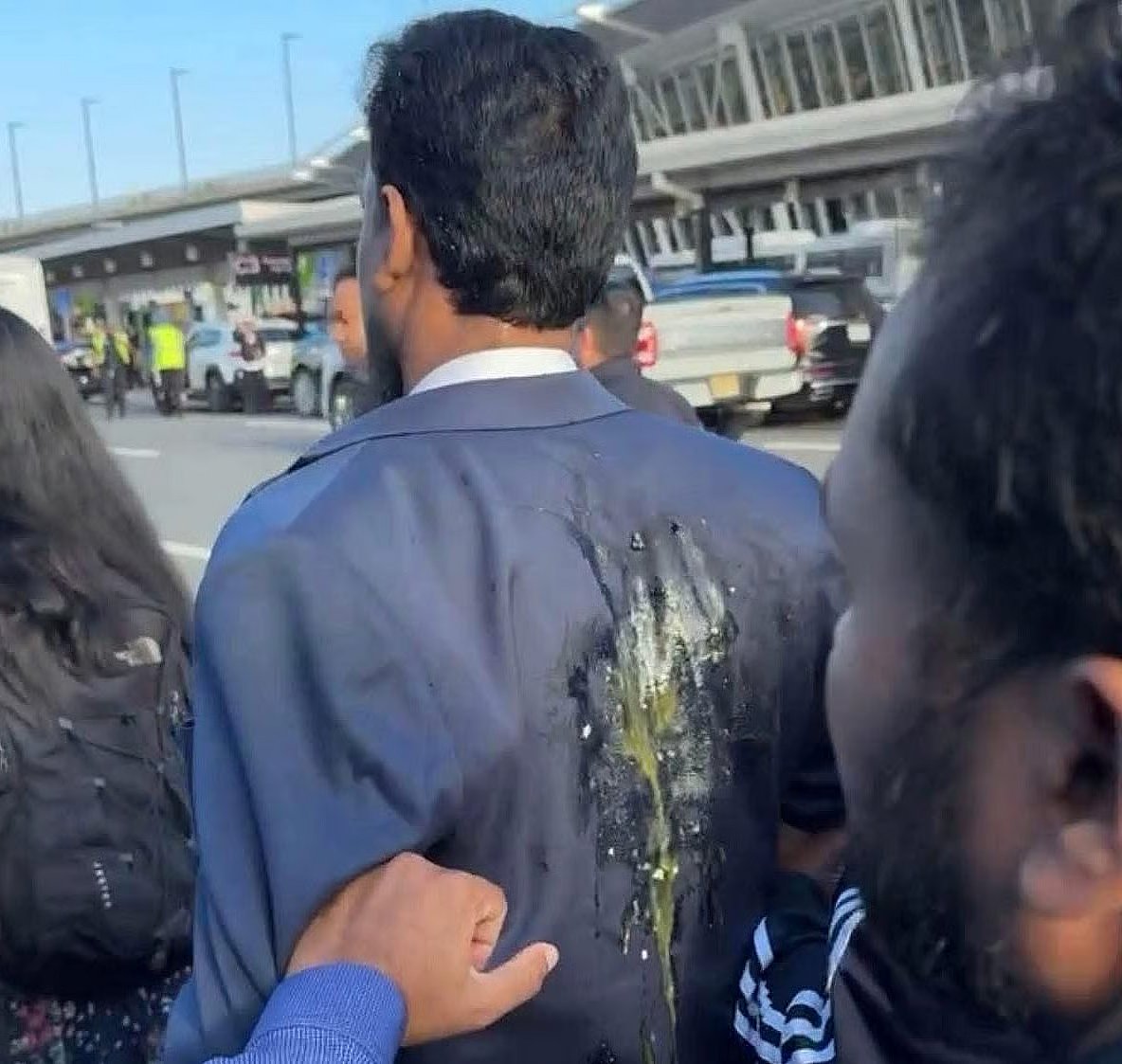 NCP Member Secretary Akhtar Hossain was hurled eggs by Awami League men at JFK airport