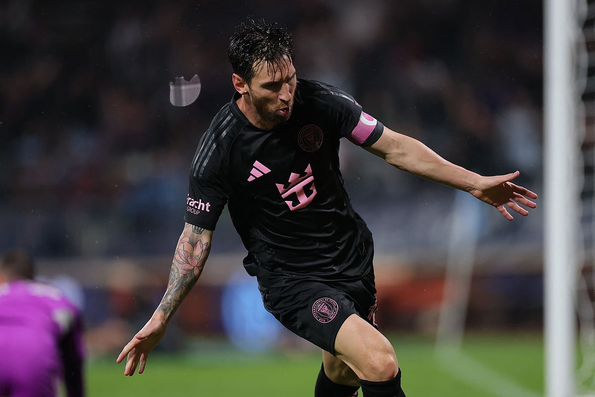 Lionel Messi #10 of Inter Miami CF celebrates after scoring the team's fourth goal during the MLS match between New York City FC and Inter Miami CF at Citi Field on 24 September, 2025