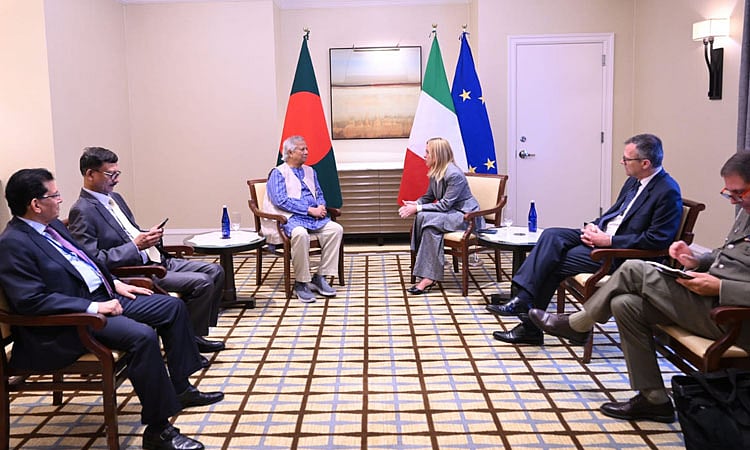 Chief Adviser Professor Muhammad Yunus held a meeting with Italy Prime Minister Giorgia Meloni at a hotel in New York on 24 September 2025