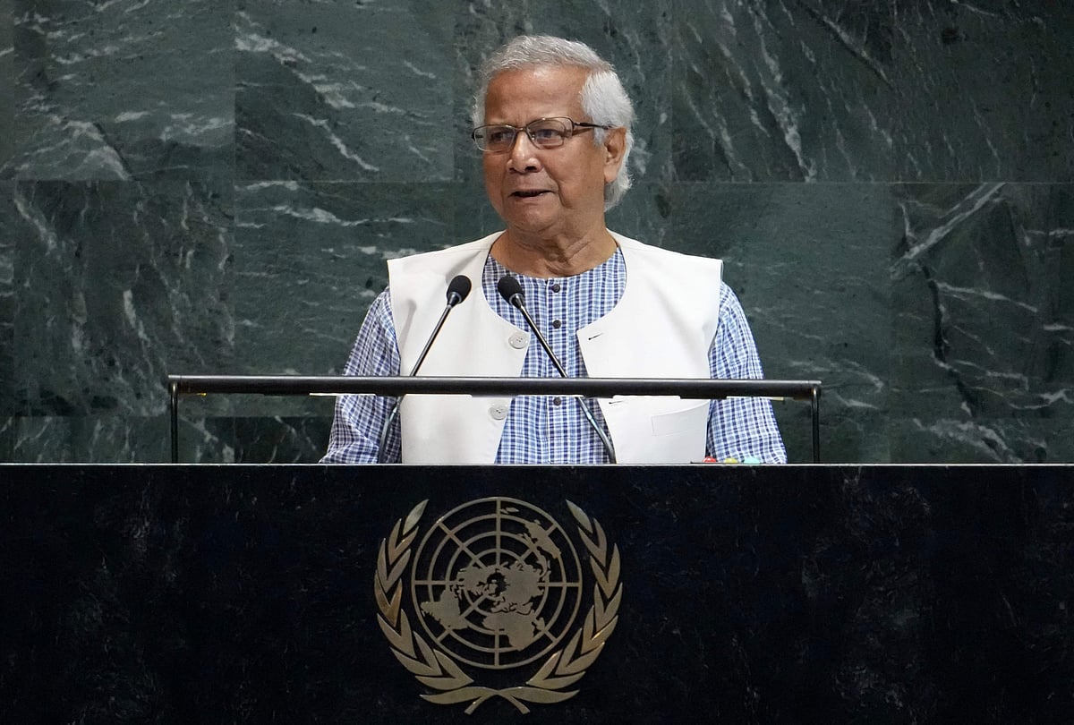 Bangladesh’s interim government, Muhammad Yunus addresses the United Nations General Assembly at UN headquarters in New York City on 26 September 2025