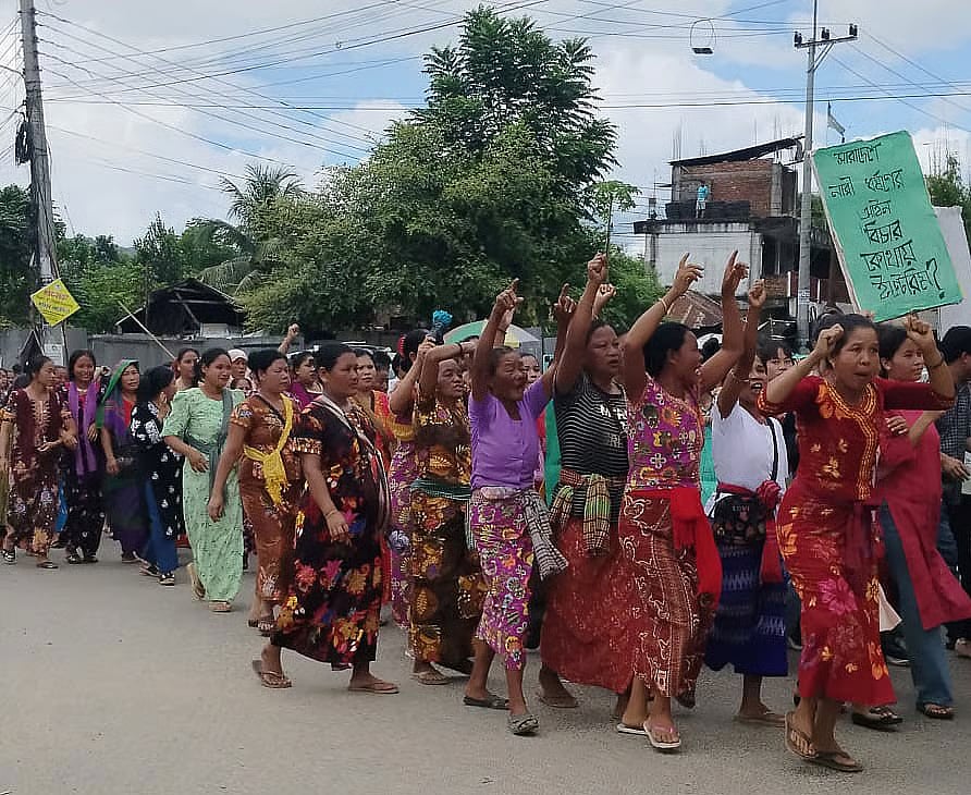 A protest rally and march were held in Khagrachhari against the gang rape of a teenage indigenous girl. Photo taken from Chengi square area around 11:00 am on 26 September 2025.
