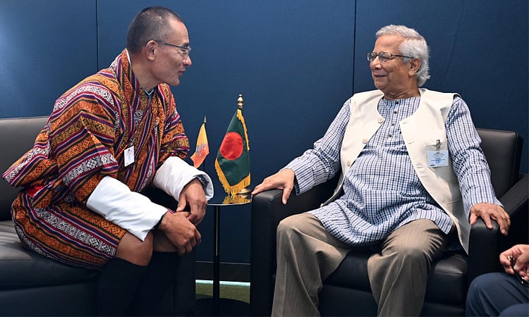 Bhutanese Prime Minister Tshering Tobgay met Chief Adviser Professor Muhammad Yunus at the United Nations in New York.