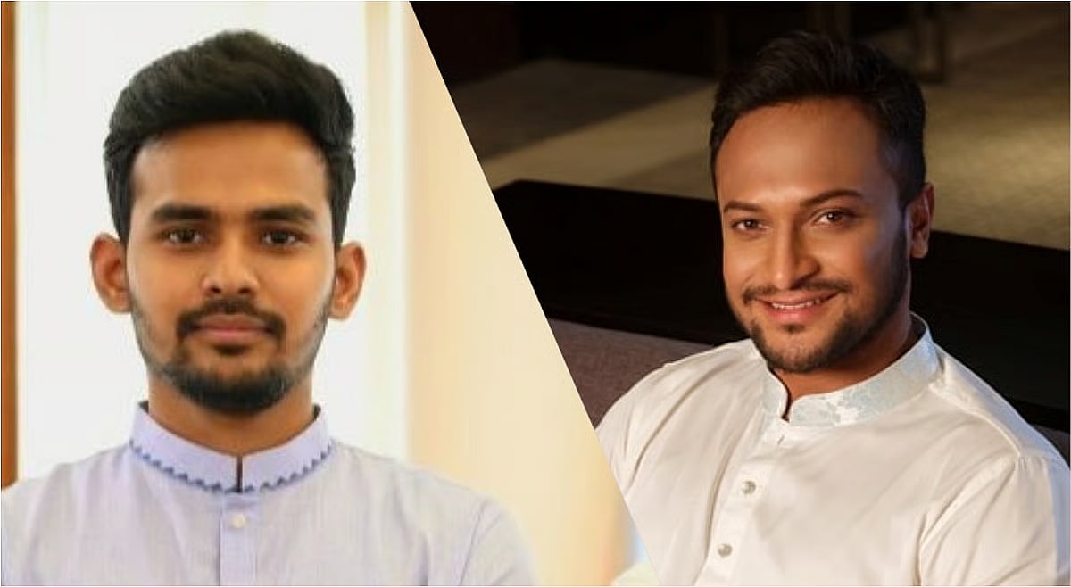 Sports adviser Asif Mahmud Shajib Bhuiyan and Shakib Ala Hasan.