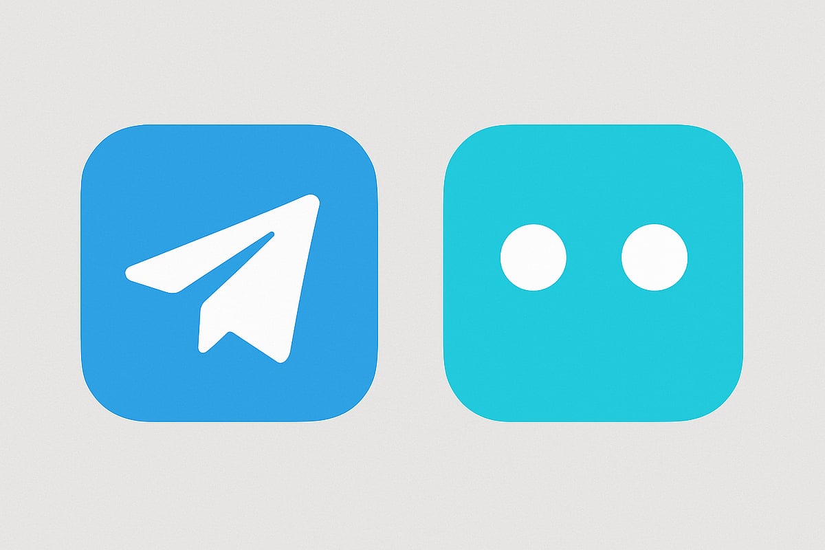 Logos of Telegram and Botim