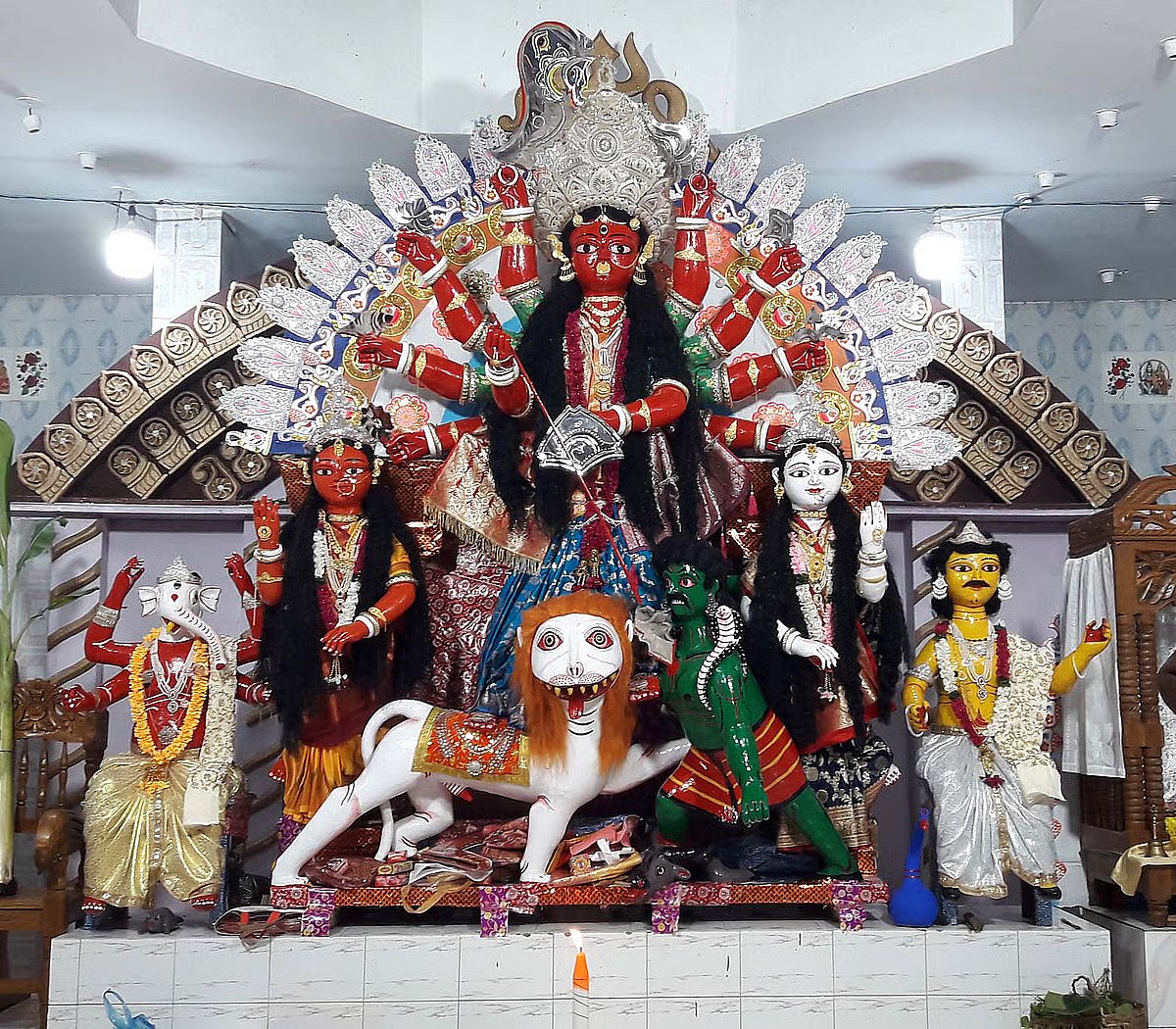 Three centuries of ‘Lal Durga’ worship in Moulvibazar’s Panchgaon. The photo was taken on 28 September 2025