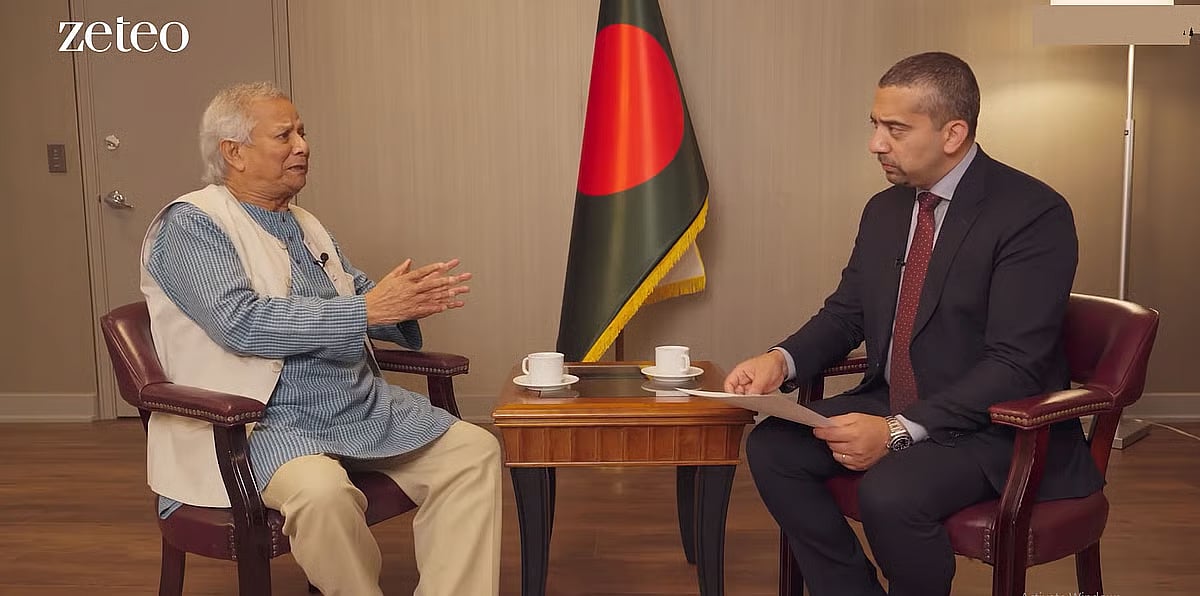 Chief Adviser Muhammad Yunus was interviewed by journalist Mehdi Hassan