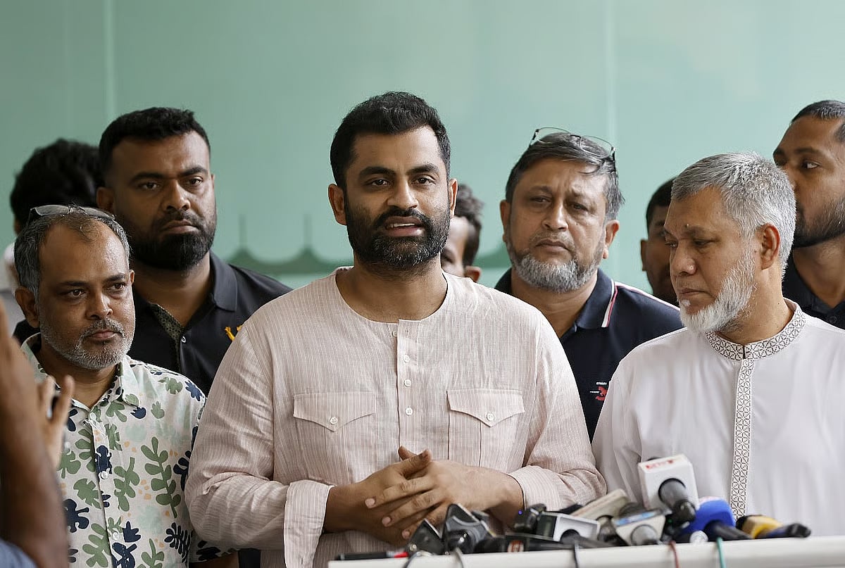 Tamim Iqbal talks to the media at Sher-e-Bangla National Cricket Stadium in Mirpur, Dhaka on 1 October 2025