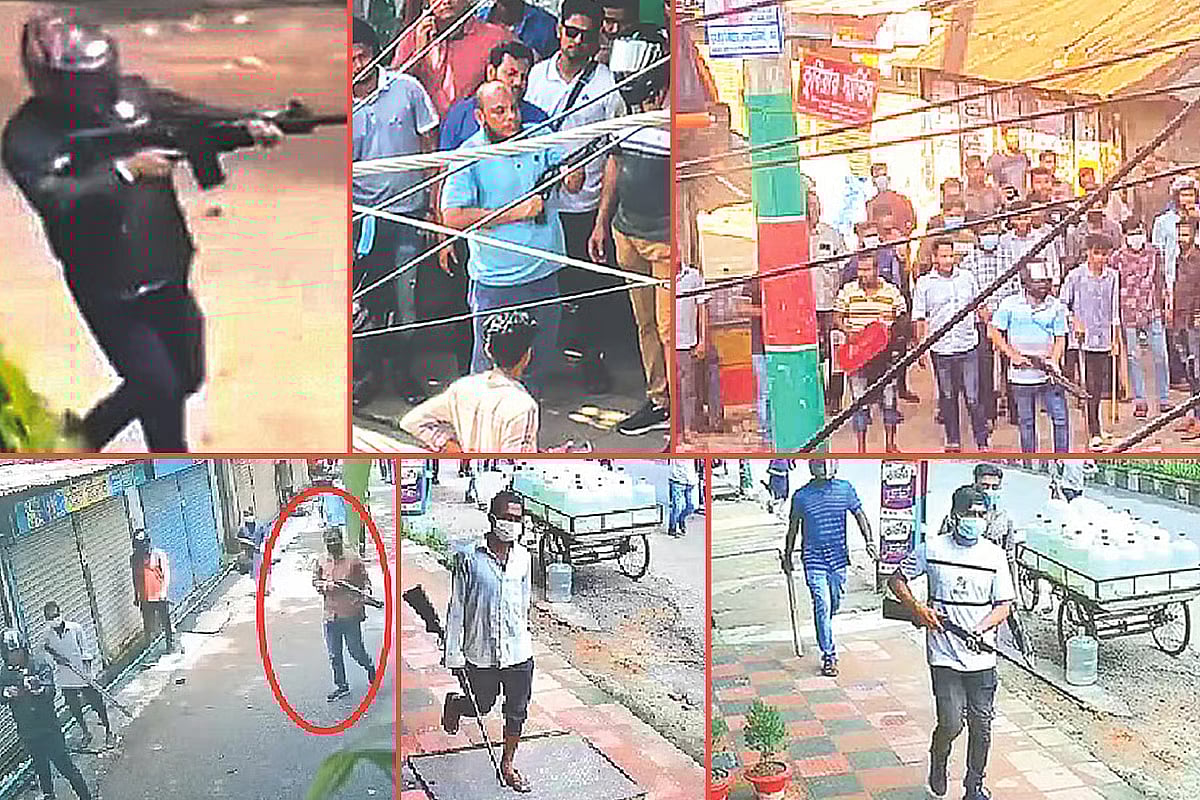 Armed Awami League cadres in Feni