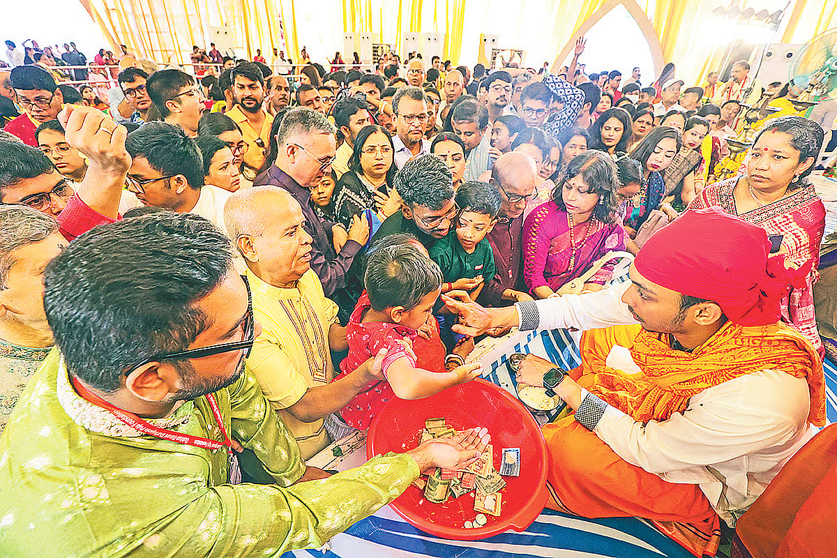 Celebration of Maha Nabami of Durga Puja at Banani Puja Mandap in Dhaka on 1 October 2025