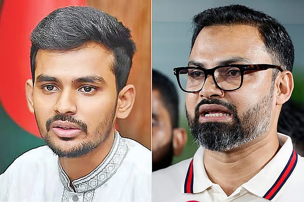 A collage of youth and sports affairs adviser Asif Mahmud Shojib Bhuiyan and BNP's sports affairs secretary Aminul Haque