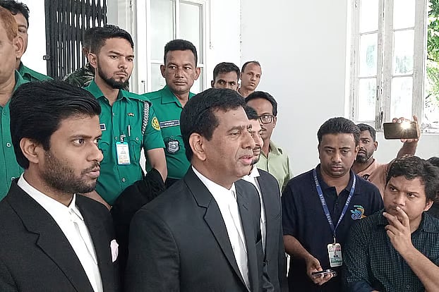 Chief Prosecutor of the International Crimes Tribunal Mohammad Tajul Islam speaks at a briefing at the tribunal premises on Tuesday afternoon.