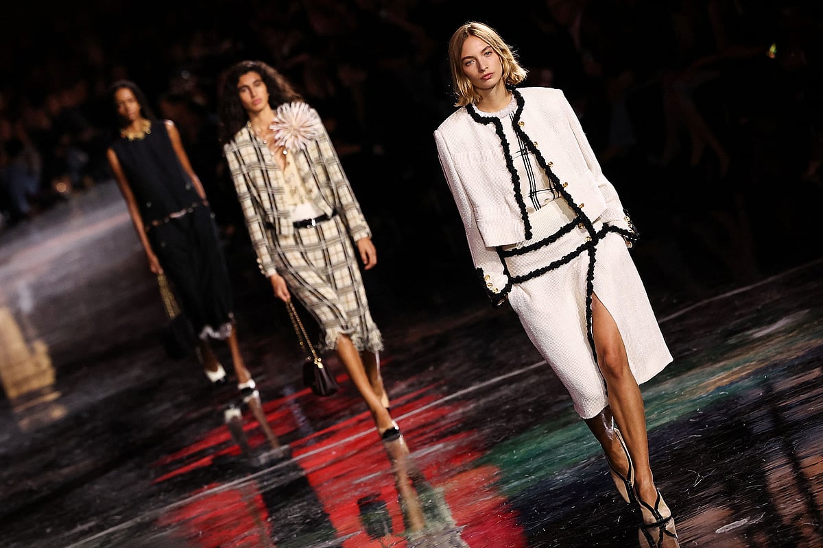 A model presents a creation by Chanel for the Women Ready-to-wear Spring-Summer 2026 collection as part of the Paris Fashion Week, at the Grand Palais, in Paris, on 6 October, 2025.