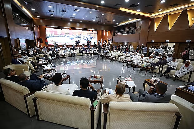 BNP Standing Committee member Salahuddin Ahmed at the National Consensus Commission's discussion with political parties on ways to implement the July Charter. At the Foreign Service Academy, Dhaka, 8 October 2025