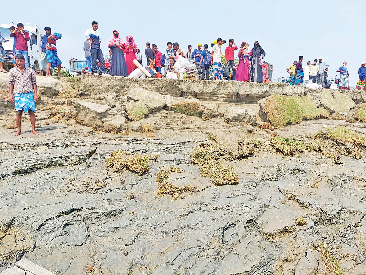 Commuters waiting at the Sandwip launch ghat